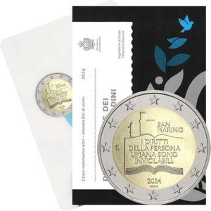 SAN MARINO 2024 DECLARATION OF CIVIL RIGHTS 2 EURO COIN SAN MARINO 2024 DECLARATION OF CIVIL RIGHTS 2 EURO COIN