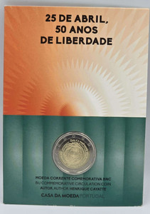 Portugal 2024 Revolution 25 APRIL 2 Euro in Coin Card Portugal 2024 Revolution 25 APRIL 2 Euro in Coin Card