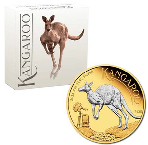 2024 Australian Kangaroo 2oz Silver Proof Reverse Gilded Coin 2024 Australian Kangaroo 2oz Silver Proof Reverse Gilded Coin
