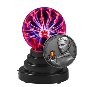 NIKOLA TESLA Bulb Inlay 2 Oz Silver Coin Cameroun 2023