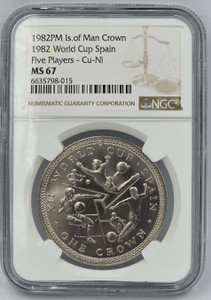 ISLE OF MAN 1982 CROWN SPAIN WORLD CUP NGC MS 67 POP 1 ISLE OF MAN 1982 CROWN SPAIN WORLD CUP NGC MS 67 POP 1
