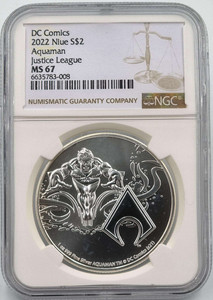 NIUE AQUAMAN 2022 DC COMICS SILVER NGC MS67 1oz NIUE AQUAMAN 2022 DC COMICS SILVER NGC MS67 1oz