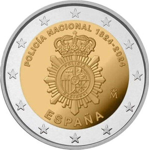 Spain 2024 200 years of National Police 2 Euro coin in capsule Spain 2024 200 years of National Police 2 Euro coin in capsule
