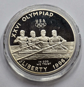 USA 1996 Atlanta Olympics Rowing Silver Dollar Coin USA 1996 Atlanta Olympics Rowing Silver Dollar Coin