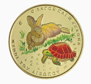 GREECE 2024 AESOPS MYTHS THE HARE AND THE TORTOISE COIN GREECE 2024 AESOPS MYTHS THE HARE AND THE TORTOISE COIN