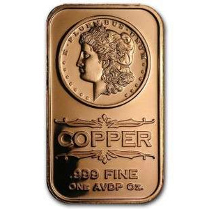 1 oz Morgan Dollar 999 Fine Copper Bar