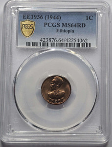 Ethiopia 1 cent 1936 (1944) RED UNC PCGS MS64 RD Ethiopia 1 cent 1936 (1944) RED UNC PCGS MS64 RD