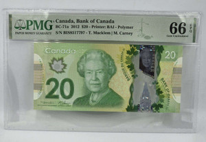 CANADA 20 DOLLARS 2012 PMG 66 EPQ BANKNOTE QEII p71a