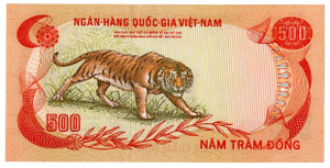 VIETNAM 1972 500 DONG UNC BANKNOTE P33 TIGER