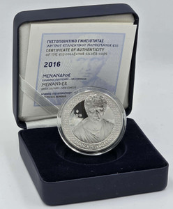 GREECE 2016 GREEK CULTURE MENANDER SILVER PROOF COIN GREECE 2016 GREEK CULTURE MENANDER SILVER PROOF COIN