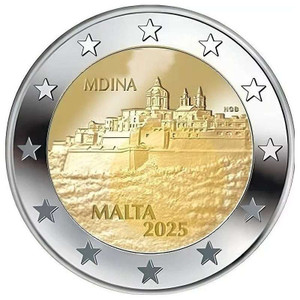 Malta 2025 Commemorative 2 Euro Walled Cities Mdina UNC coin Malta 2025 Commemorative 2 Euro Walled Cities Mdina UNC coin