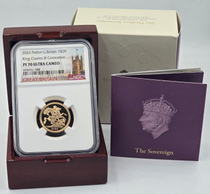 UK 2023 Piedfort Coronation Gold Sovereign NGC PF70 UC UK 2023 Piedfort Coronation Gold Sovereign NGC PF70 UC