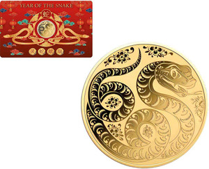 YEAR OF THE SNAKE 1/1000 Oz .999 Gold in Coin card 2025 YEAR OF THE SNAKE 1/1000 Oz .999 Gold in Coin card 2025