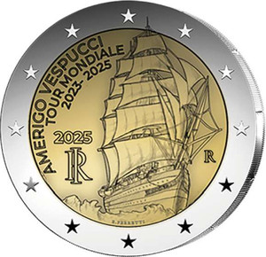Italy 2 Euro coin Amerigo Vespucci 2025 BU Coin Italy 2 Euro coin Amerigo Vespucci 2025 BU Coin