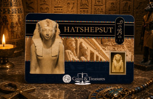Hatshepsut 1/1000 Oz .999 Gold in Coin card 3000 Francs Chad