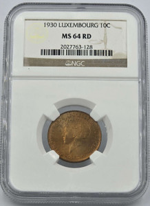 Luxembourg 10 Centimes coin 1930 NGC MS64 RD Top Pop