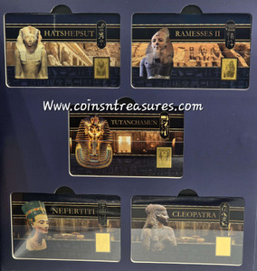 Egyptian Pharaohs collection 1/1000 Oz .999 Gold 5 coin cards in Album Egyptian Pharaohs collection 1/1000 Oz .999 Gold 5 coin cards in Album