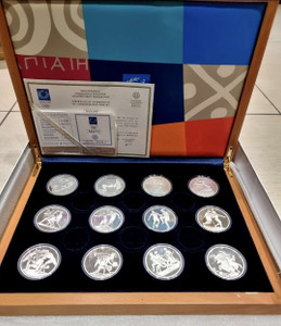 GREECE Athens 2004 Olympics Complete Collection 12 x 10 Euro silver coins in box GREECE Athens 2004 Olympics Complete Collection 12 x 10 Euro silver coins in box