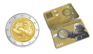 Greece 2025 Mikis Theodorakis 2 Euro Silver BU in Coin Card Greece 2025 Mikis Theodorakis 2 Euro Silver BU in Coin Card