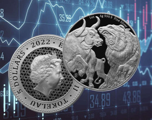 Tokelau 2022 Silver .999 Bull and Bear 1 oz coin Tokelau 2022 Silver .999 Bull and Bear 1 oz coin