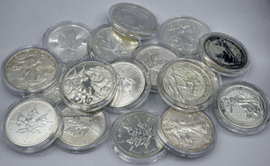 Varius Lot of Unsorted Silver 1 oz .999 coins in capsules Varius Lot of Unsorted Silver 1 oz .999 coins in capsules
