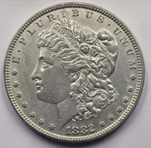 USA MORGAN SILVER DOLLAR COIN 1882 AU USA MORGAN SILVER DOLLAR COIN 1882 AU
