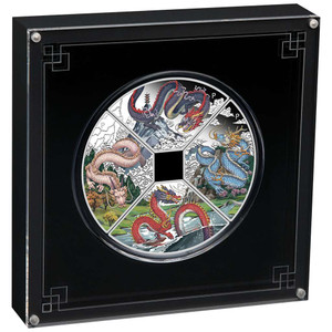 Tuvalu Year of the Dragon Quadrant 2024 4 x 1oz Silver Proof Coin Set