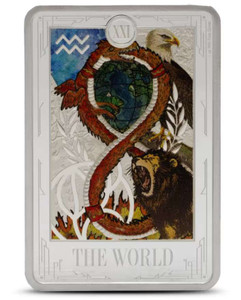 Tarot Cards 2025 The World XXI 1 oz Silver Proof coin bar