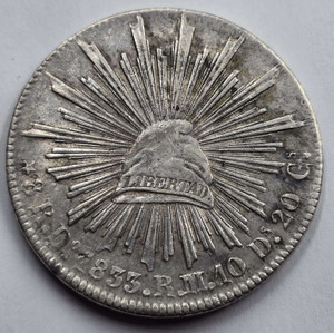 MEXICO 8 REALES SILVER COIN 1833 EAGLE