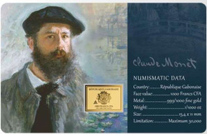 Claude Monet Collage 1/1000 Oz .999 Gold in Coin card
