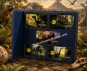 Dinosaur Primeval Giants collection 1/1000 Oz .999 Gold coins Album