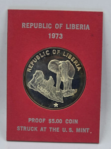 Liberia 1973 Silver Proof coin US mint Elephant