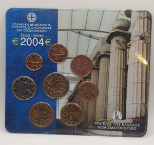 GREECE 2004 COMPLETE YEAR EURO SET IN OFFICIAL COIN BLISTER