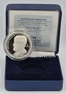 GREECE 2014 ARISTOTLE SILVER PROOF COIN 10 EURO ARISTOTELIS
