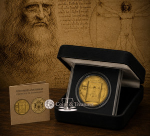 Da Vinci Vitruvian man 1/200 Oz Gold .999 coin