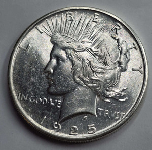USA AMERICAN SILVER PEACE DOLLAR COIN 1925