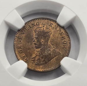 BRITISH INDIA 1 PICE COIN 1943 B KGV NGC MS65RB