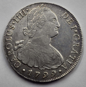 PERU 8 REALES SILVER COIN CAROLUS IIII 1799