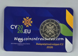 Cyprus 2026 Presidency of Council of Europe 2 euro Bu in card