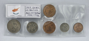 CYPRUS 1955 - 1956 TOP UNC SET OF LAST COINS OF BRITISH ADMINISTRATION