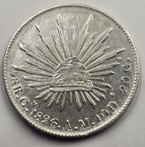 MEXICO 8 REALES SILVER COIN EAGLE 1896 Cn AM