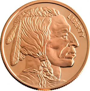 Indian Head with Buffalo 1 oz 999 Fine Copper coin round