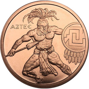 1 oz Aztec Warrior 999 Fine Copper Round