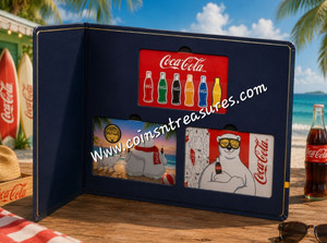 COCA COLA collection 1/1000 Oz .999 Gold 3 coin cards Album