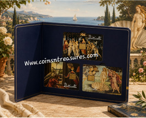 Botticelli collection 1/1000 Oz .999 Gold 3 coin cards Album