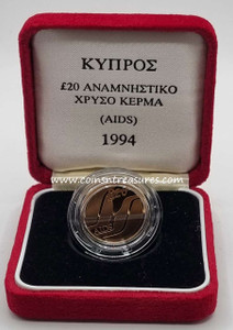 CYPRUS 1994 GOLD PROOF COIN AIDS BOX AND COA