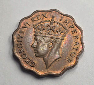 CYPRUS 1 PIASTRE 1944 COIN OF KGVI RED UNC