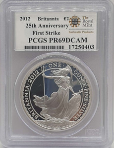GREAT BRITAIN 2012 BRITANNIA 2 POUND PCGS PROOF PF 69