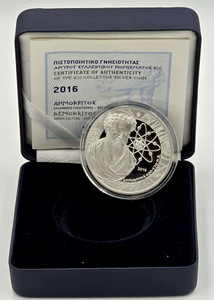 GREECE 2016 SILVER PROOF 10 EURO GREEK PHILOSOPHERS SERIES '' Democritus ''