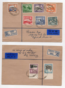 CYPRUS POSTAL HISTORY - KGVI 1938 2 REGISTERED LETTER COVERS FDC 9 STAMP VALUES CYPRUS POSTAL HISTORY - KGVI 1938 2 REGISTERED LETTER COVERS FDC 9 STAMP VALUES